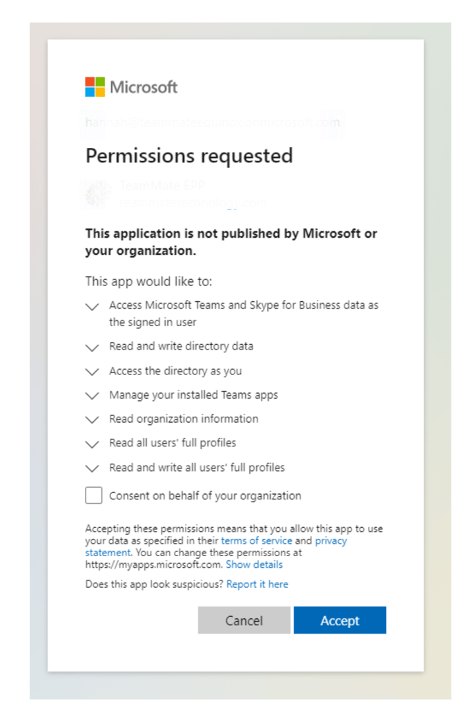 ConnecttoTeams performs certain limited tasks with the Microsoft Global Administrators consent. These allow for automated provisioning via PowerShell of Direct Routing, User Calling activation an