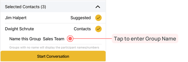 Name Group on Mobile for Create Conversation